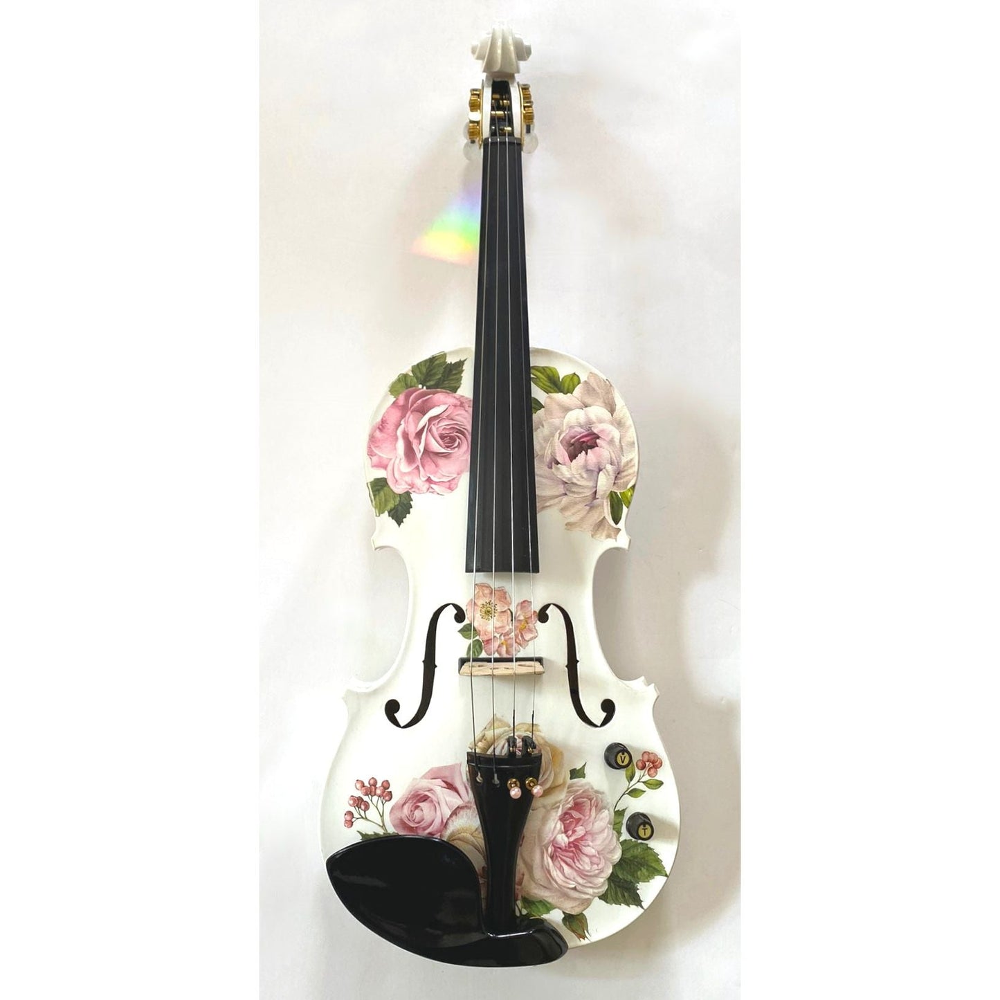 Rose Delight Electric Acoustic Violin Outfit w Matching Carbon Fiber