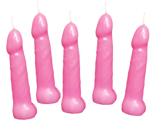 Bachelorette Pecker Party Pink Candles 5pk