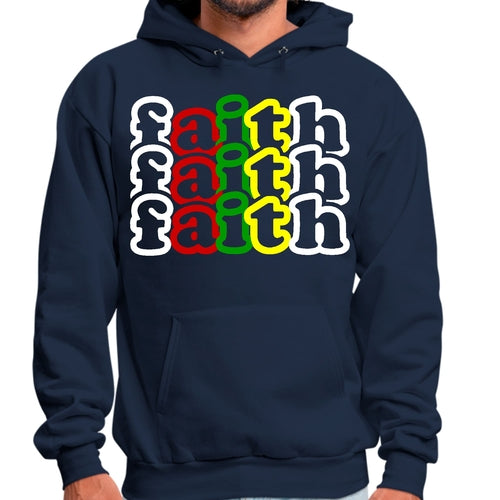 Mens Graphic Hoodie Faith Stack Multicolor Illustration