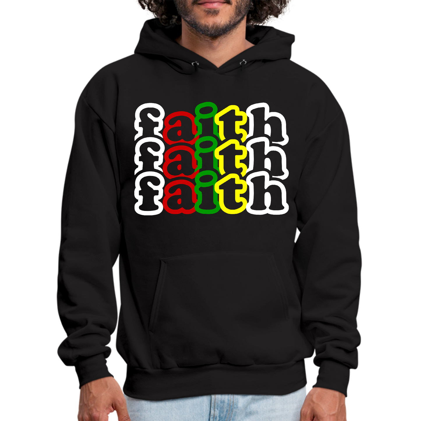 Mens Graphic Hoodie Faith Stack Multicolor Illustration