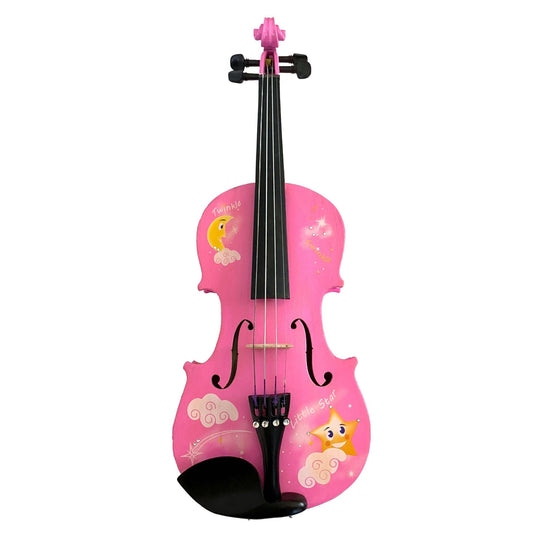 Pink Twinkle Star Violin Outfit w Brazilwood Bow Case, Crystal Fine