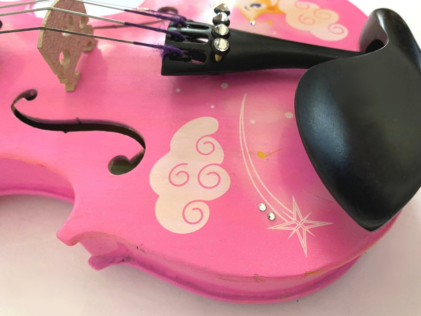 Pink Twinkle Star Violin Outfit w Brazilwood Bow Case, Crystal Fine