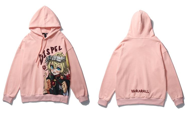 Harajuku Hoodies Men Japanese Ukiyo-e Anime Comics Girl Printed Hooded