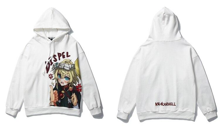 Harajuku Hoodies Men Japanese Ukiyo-e Anime Comics Girl Printed Hooded