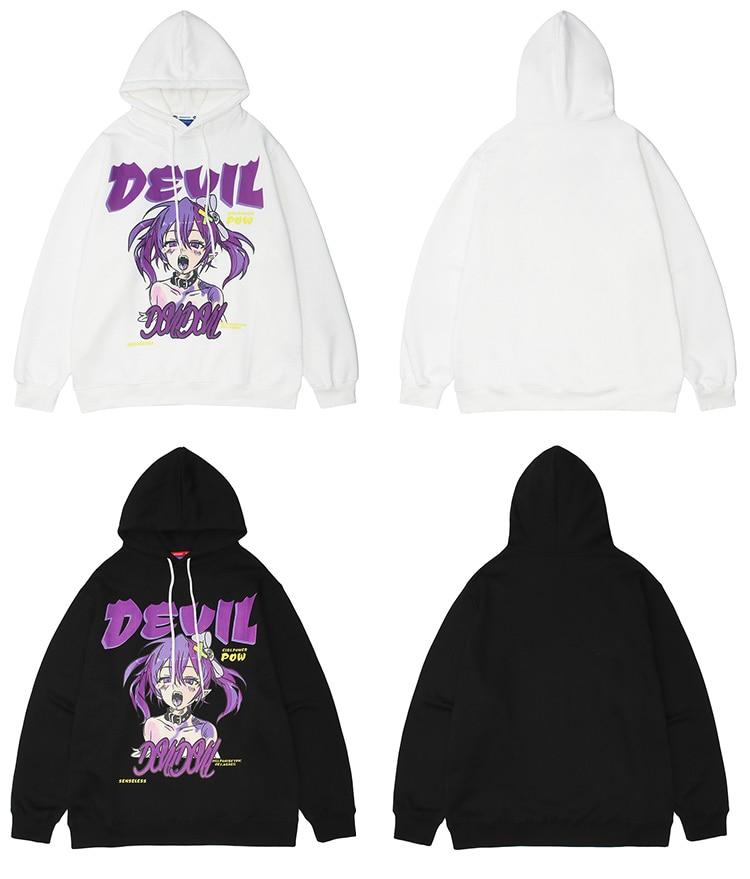 Hoodie Men Cartoon Gothic Girl Comics Anime Printed Sweatshirt