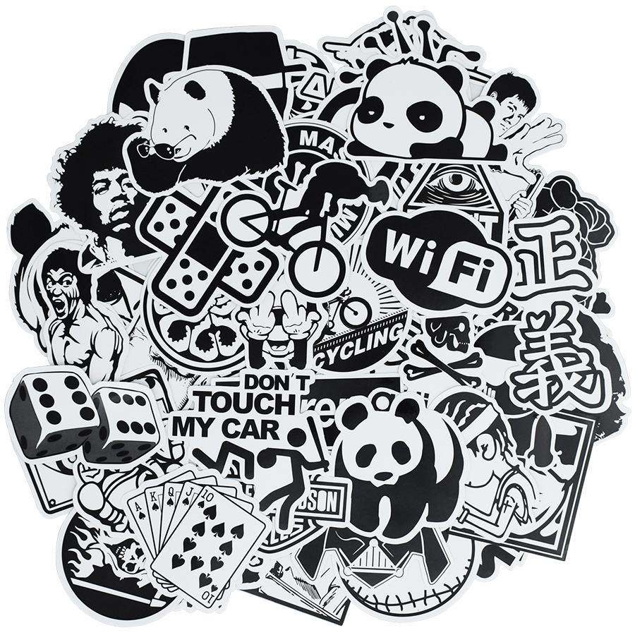 50 pcs Random black and white punk anime stickers home decor sticker