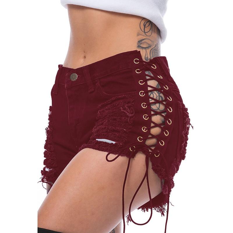 Bandage Shorts Womens Cotton Shorts Summer Pants Fashion Sexy Jeans